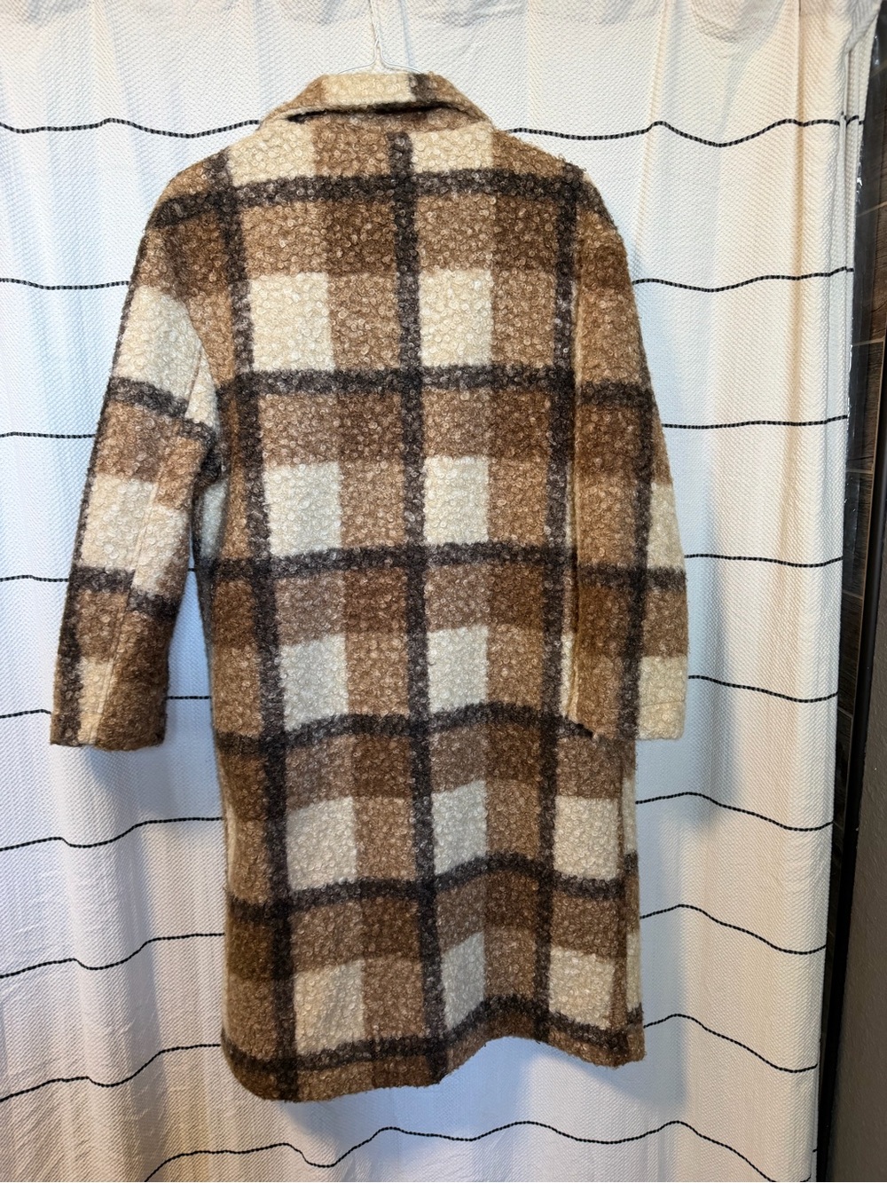 Brown Plaid Long Coat - Picture 6 of 7